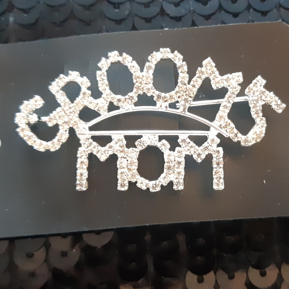 New Fashion Jewelry Silver Groom's Mom Brooch In Package